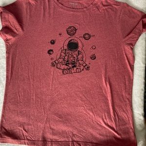 Astronaut Planets Graphic Tee Solar System Space Stars Astrology Pink Red